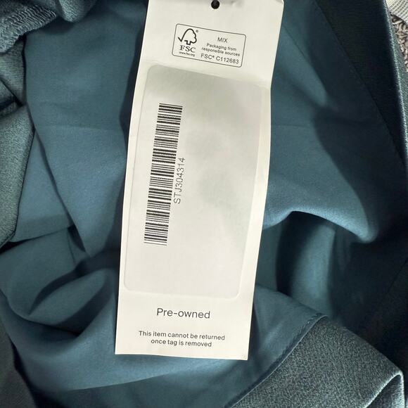 St. John Scarf Neck Long Sleeve Two Tone Crepe Mini Dress, Blue, 10 - Picture 3 of 5